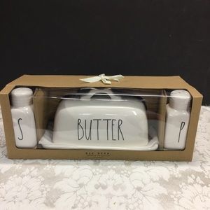 Rae Dunn Butter Dish Salt/Pepper Set